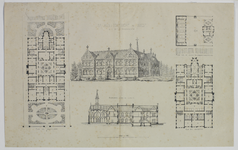 206244 Opstanden, plattegronden en doorsnede van het St. Josefsgescticht te Soest.